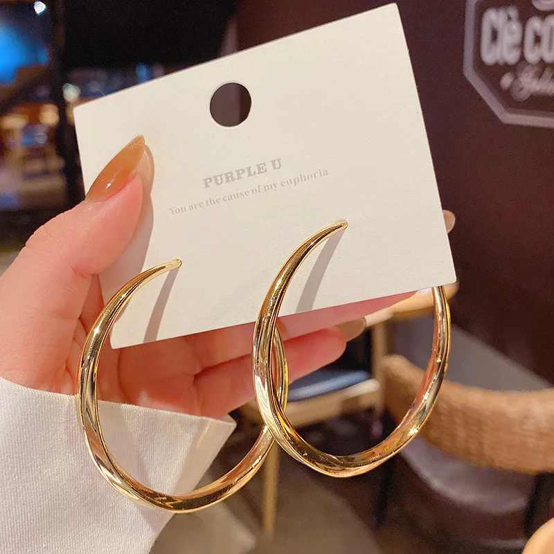 

2021 Trendy Jewelry 18k Real Gold Plated Chunky Big Circle Dangle Hoop Earrings Fancy Round Vintage Earrings(KER626), Same as the picture