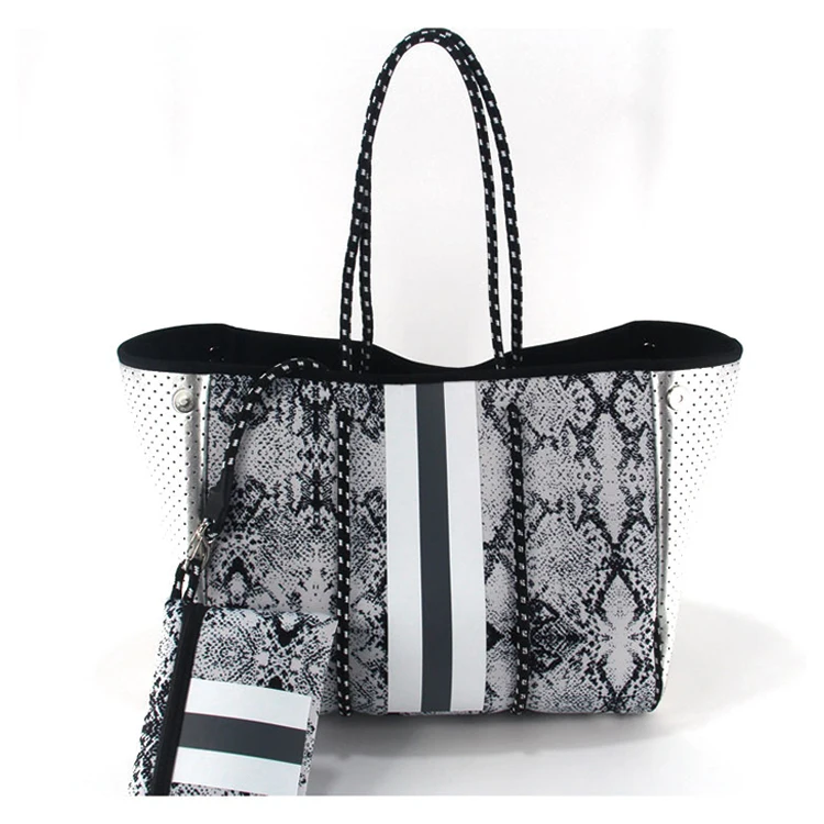 

EG609 Summer custom snake pattern neoprene handbags 2022 personalized waterproof beach bag