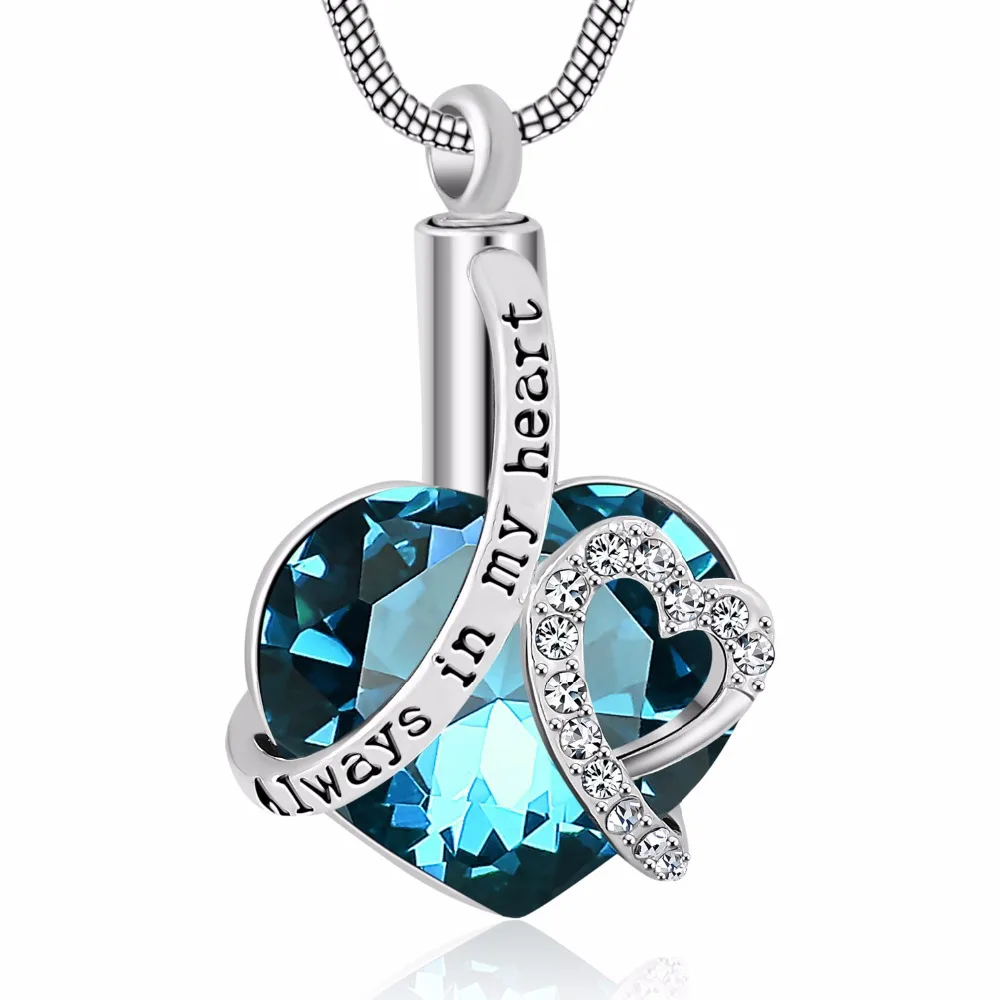 

Dr. Jewelry Stainless Steel Crystal Gem Birthstones Heart Locket Urn Necklace, See picture