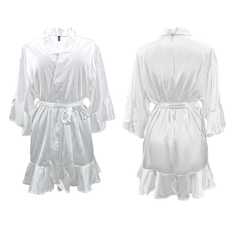 

Summer ladies satin one piece pajamas women simple nightgown sleeping robe