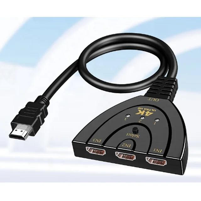 

3 Port 4k Switch 3x1 Switcher Support Ultra HD 3D HDR Full HD 1080P HDCP 3 in 1 Out Switch