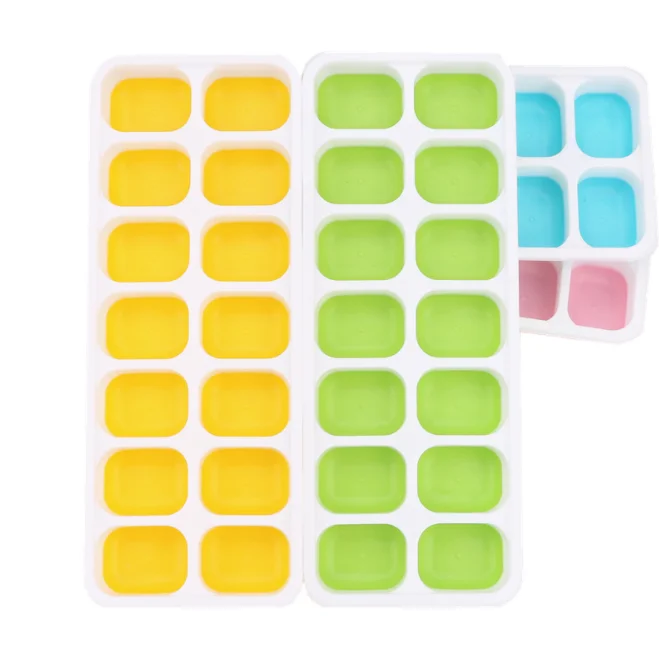 

LOVE'N Silicone Ice Tray with Lid Home Creative Ice Making Mold 14-cell Frozen Ice Cube Box LV510I, Many colors