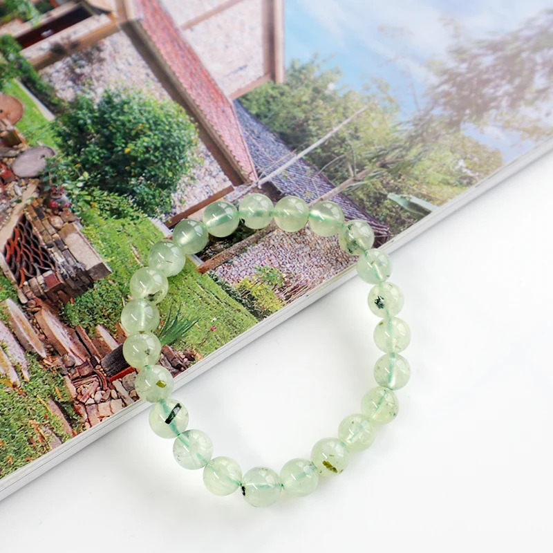

Natural Prehnite Gems Stones Beads Engergy Quartz Jewelry Healing Crystals Stretchy Bracelets Unisex, Picture shows
