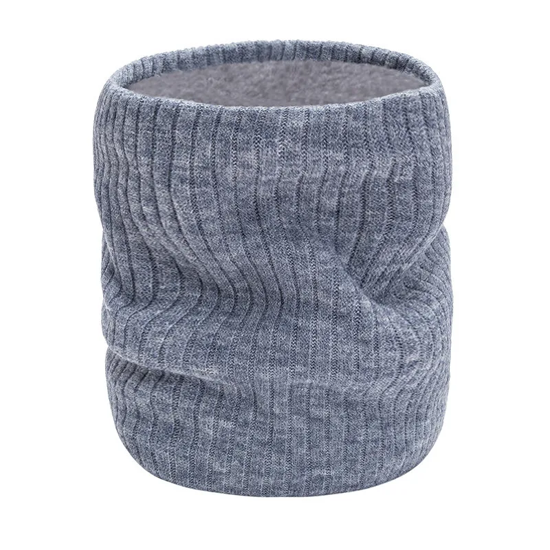 

Winter Mufflers Men's and Women's Knitting Fleece Neck Covers Solid Double Layer Warm Scarf Gray Scarves