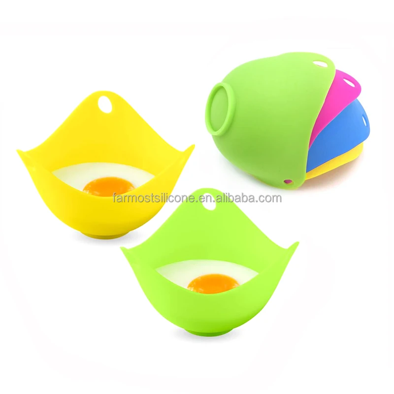 

BPA Free Silicone Egg Poaching Pod Egg Poacher Cups with Built-in Stander Egg Cooker with Base Ring, Blue, orange, red, green