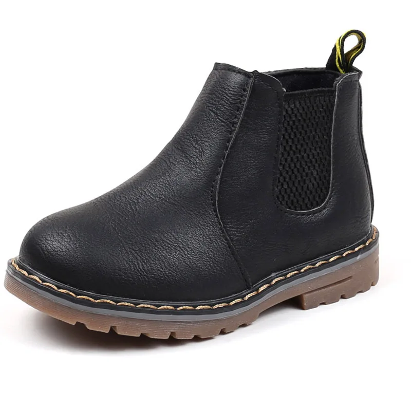 

Size 21-36 Fashion Black Kid Shoe For Girl Boy New Design Children Leather Boot With Zipper