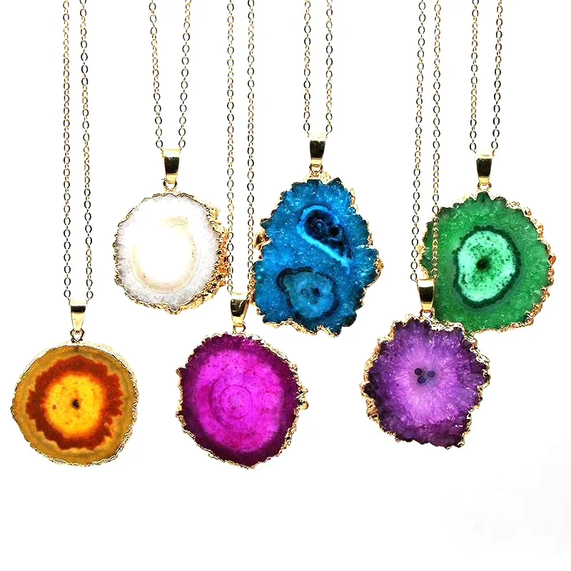 Wholesale Gold Bezel Setting Crystal Druzy Geode Agate