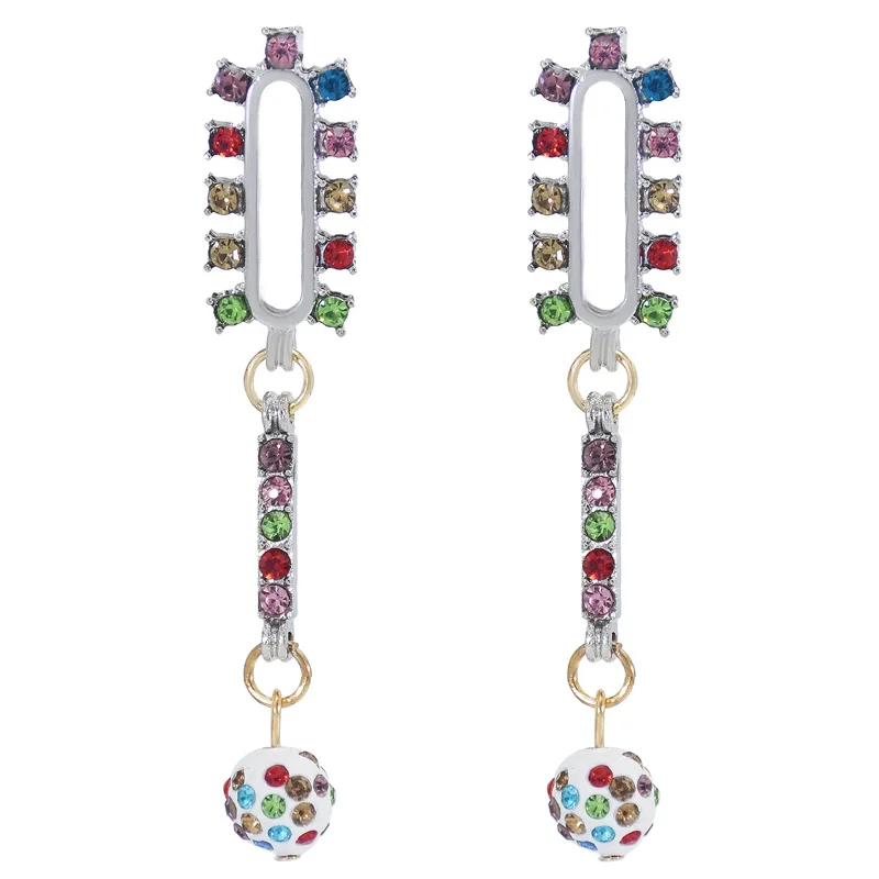 

Fashion Crystal Colorful Earrings For Women Earrings 2021 Rhinestone Drop Earing Luxury Geometric Fashion Jewelry, White,colorful