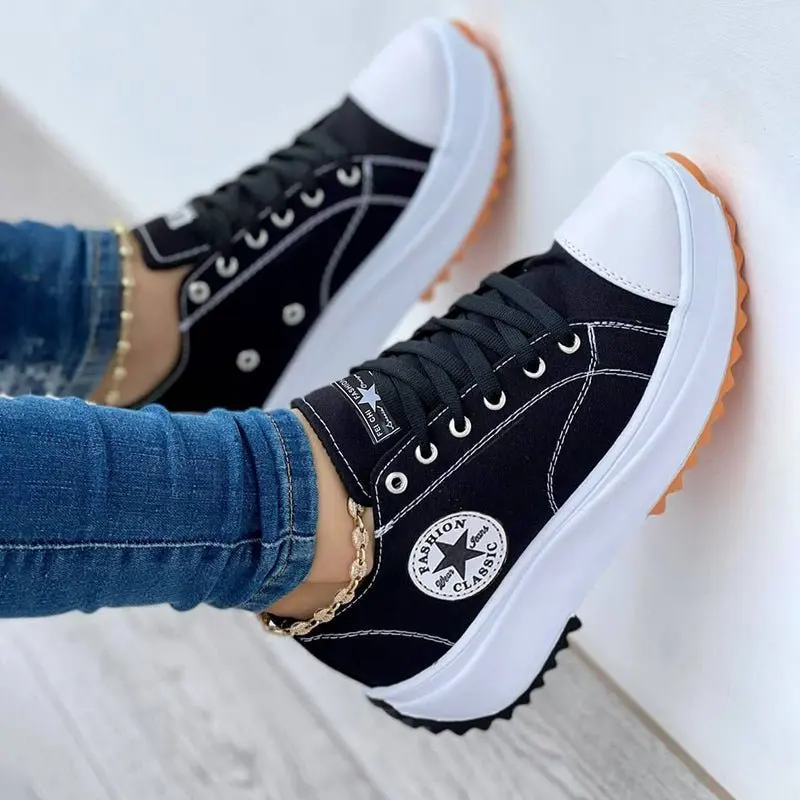 

Women's Fashion Sneakers Casual White Tennis Walking Shoes Thick Bottom Canvas Daily Wear Shoes Women walking style shoes, Picture shows