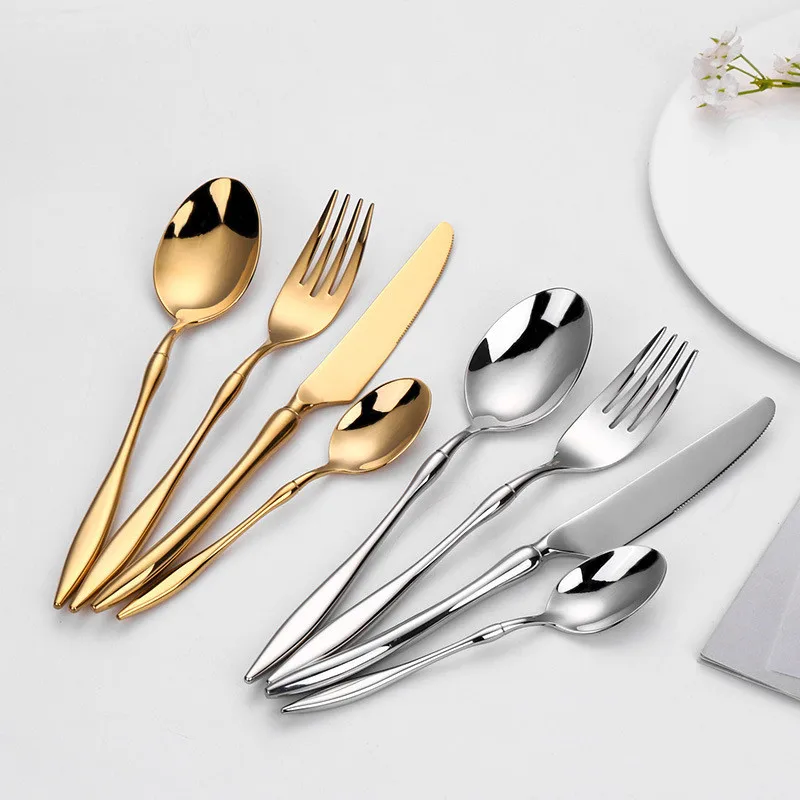 

Gold Matte Cutlery Set 304 Stainless Steel Dinnerware Sets Tableware Butter Knife Salad Fork Teaspoon Set Kitchen Flatware, Gold sliver