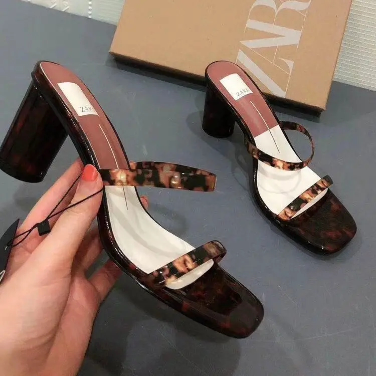 

Cheap factory ladies party summer sexy transparent square women high heels dress pumps, Custom color