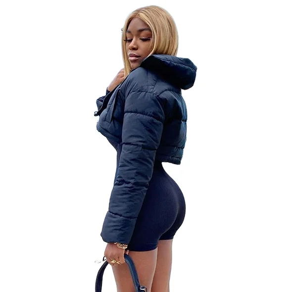 

2022 Wholesale Brown Fashion Padded Womens Designer Crop Plus Size Jacket Custom Oem Puffer Coat With Long Sleeves