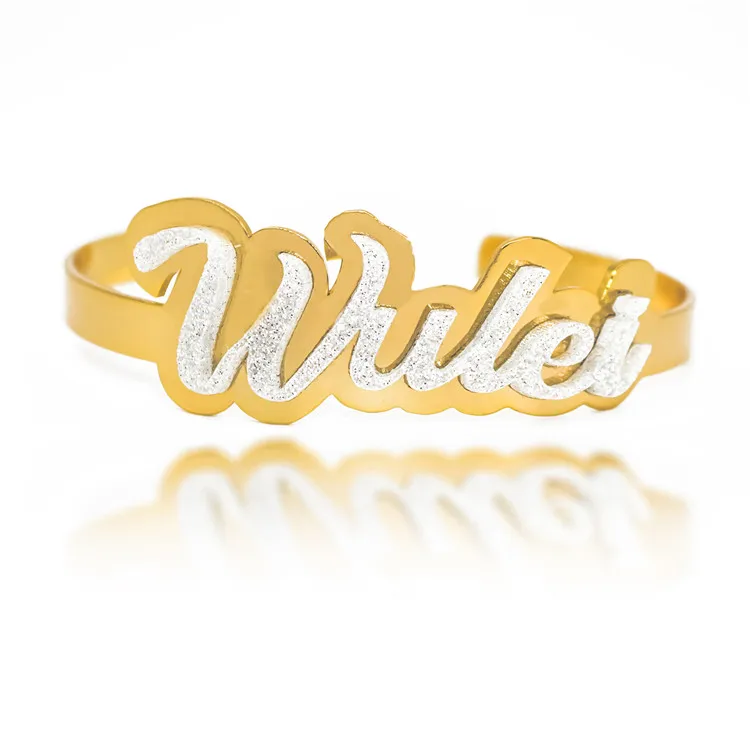 

2021 new ins style double layer name bracelet DIY name stainless steel acrylic double layer custom bracelet, Picture shows