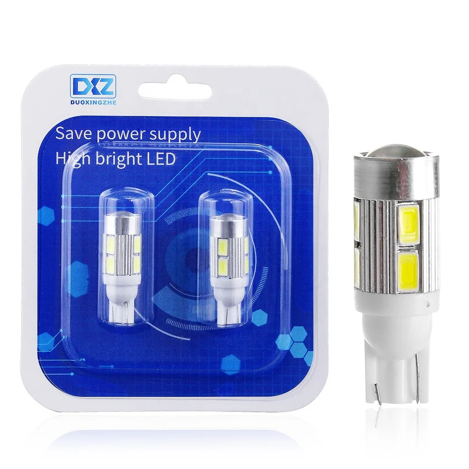 Car LED Indicator Light Canbus Error Free 5630  T10 5630 10smd LED Bulbs W5W 194 T10 White 450LM 6500K for car light