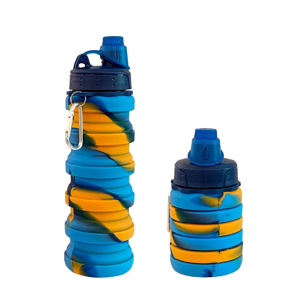 

Collapsible Water Bottle Silicone Foldable Outdoors Motion Travel Telescopic Cup Portable Camouflage Kettle, Customized color acceptable