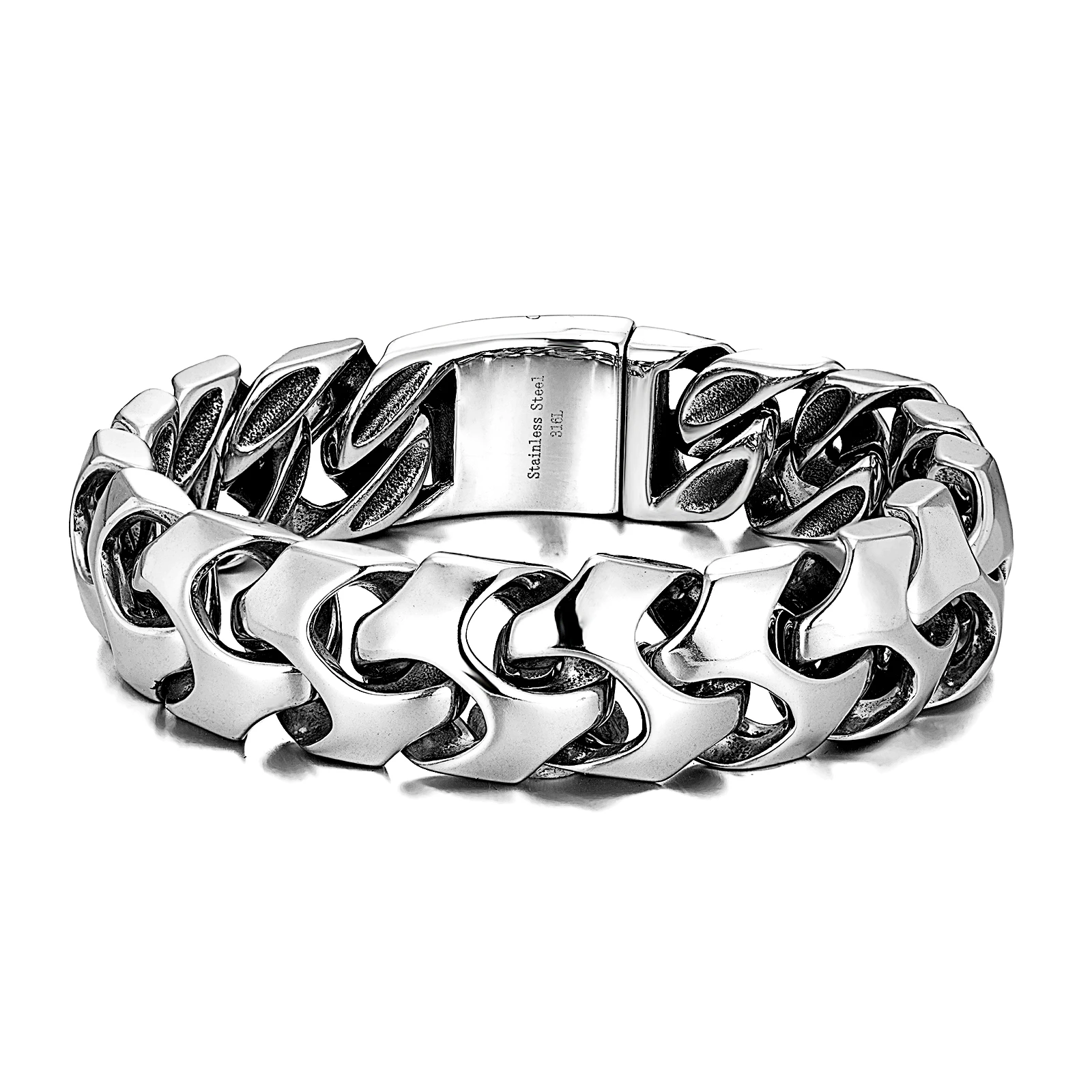 

Latest Designs Interesting Men Jewelry Silver Bracelet Fashion Hip Hop Stainless Steel Bracelet Accessories For Boy Gift