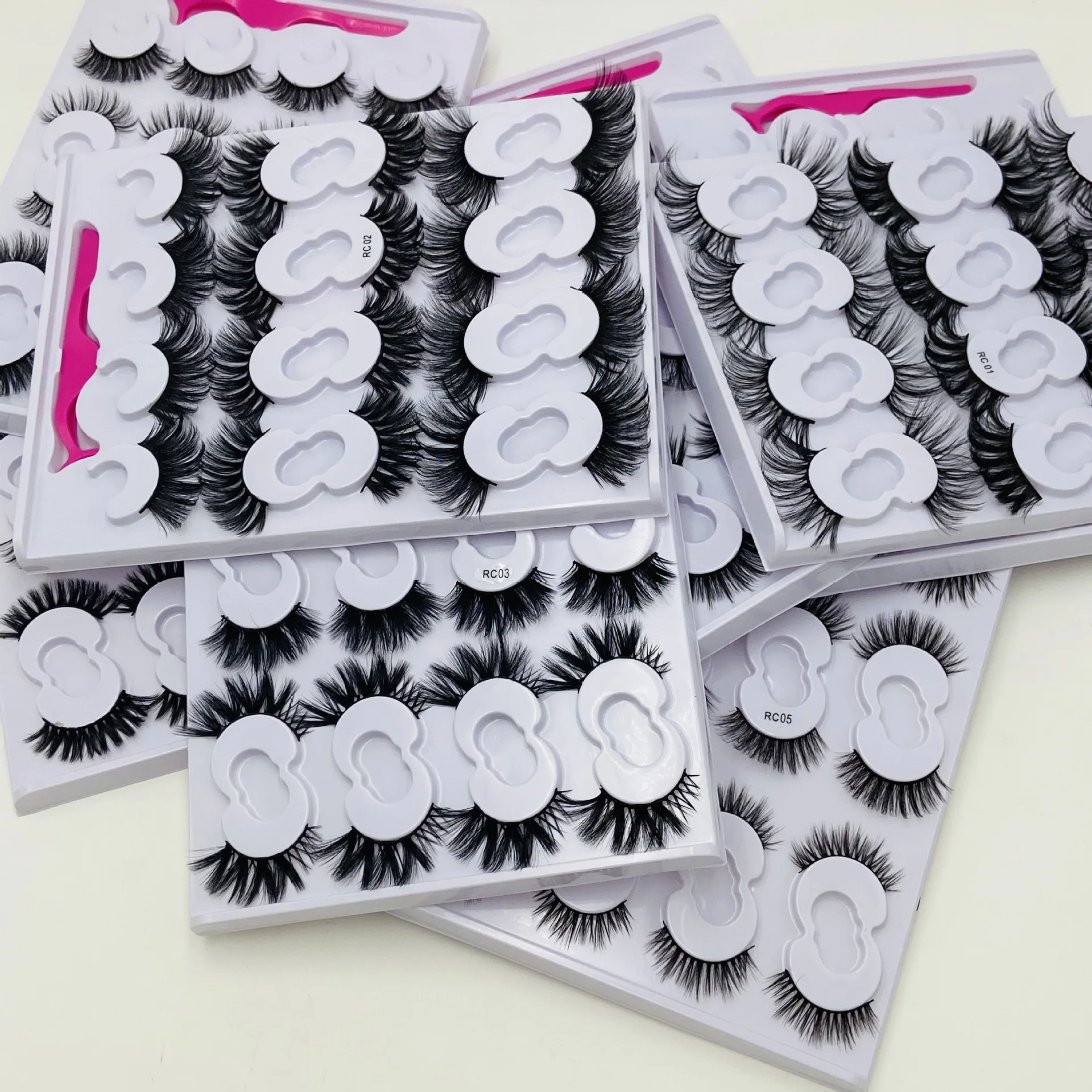 

Cheap 10MM 25MM Dramatic Volume Tweezers Faux Mink Eyelash Extension Set With Rose Packaging, Natural black
