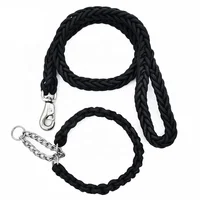 

Wholesale Black Nylon Braided Pet Leashes And Collars Large Dog Rope Walking Leads