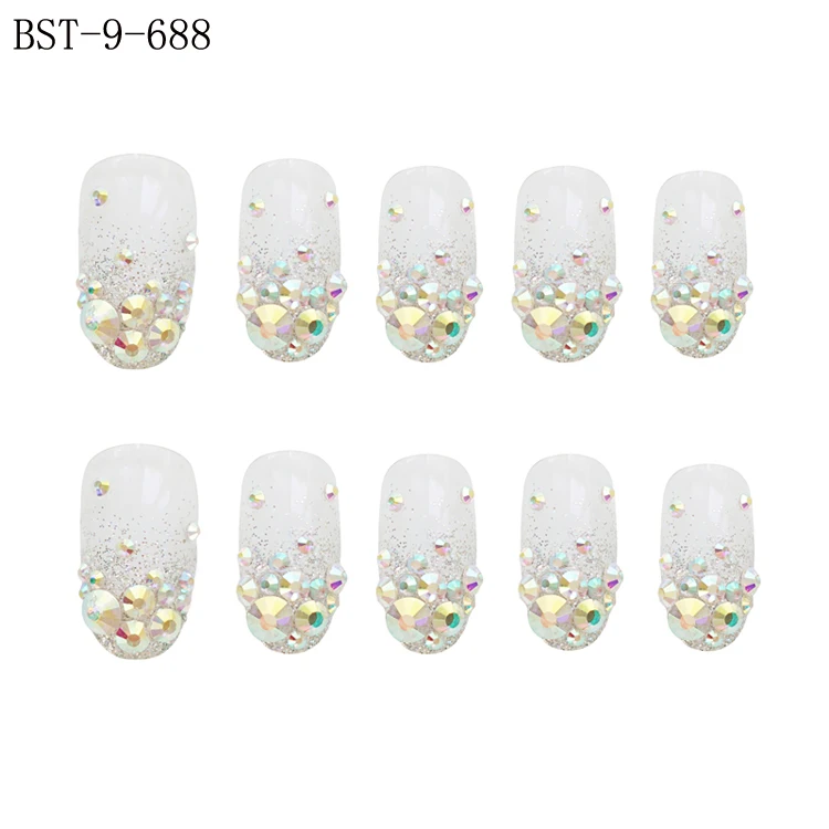 

Professional nail design bright diamond decorative art false nails, Multi color