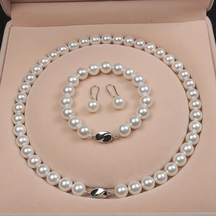 

Wholesale Fashion 10 mm White Pearl Jewelry Sets Gift For Mother'S Day