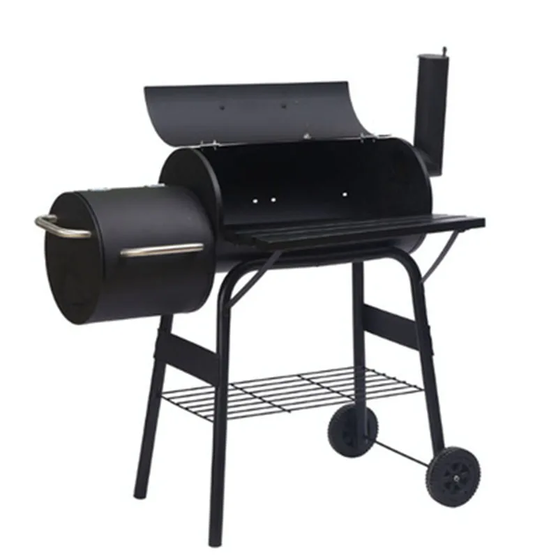 

Factory direct outdoor large barbecue 6-8 people charcoal rotisseri bbq grill with chimney, Blalck