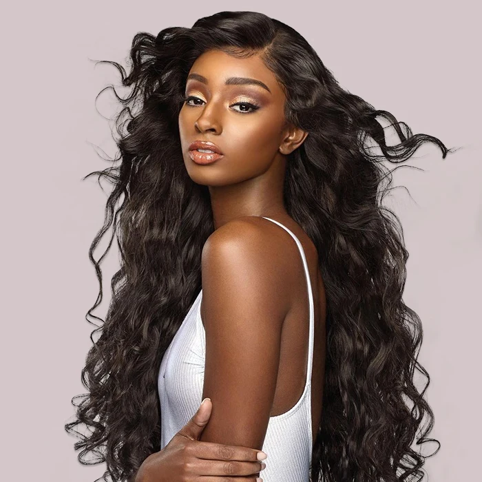 

Water Wave Lace Frontal Wigs Real Cheap Human Hair,Quality Lace Wig Human Hair With 13*4 Lace, Natural color1b