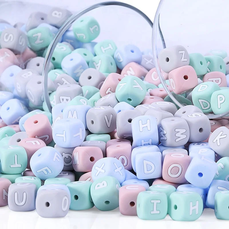 

New Design Funny BPA Free Silicone Teething Letter Beads For Jewelry, 19 or customized