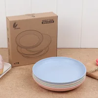 

Wholesale Biodegradable and Compostable Multi Colors Eco-Friendly Wheat Straw Plastic Dinner Plates Sets