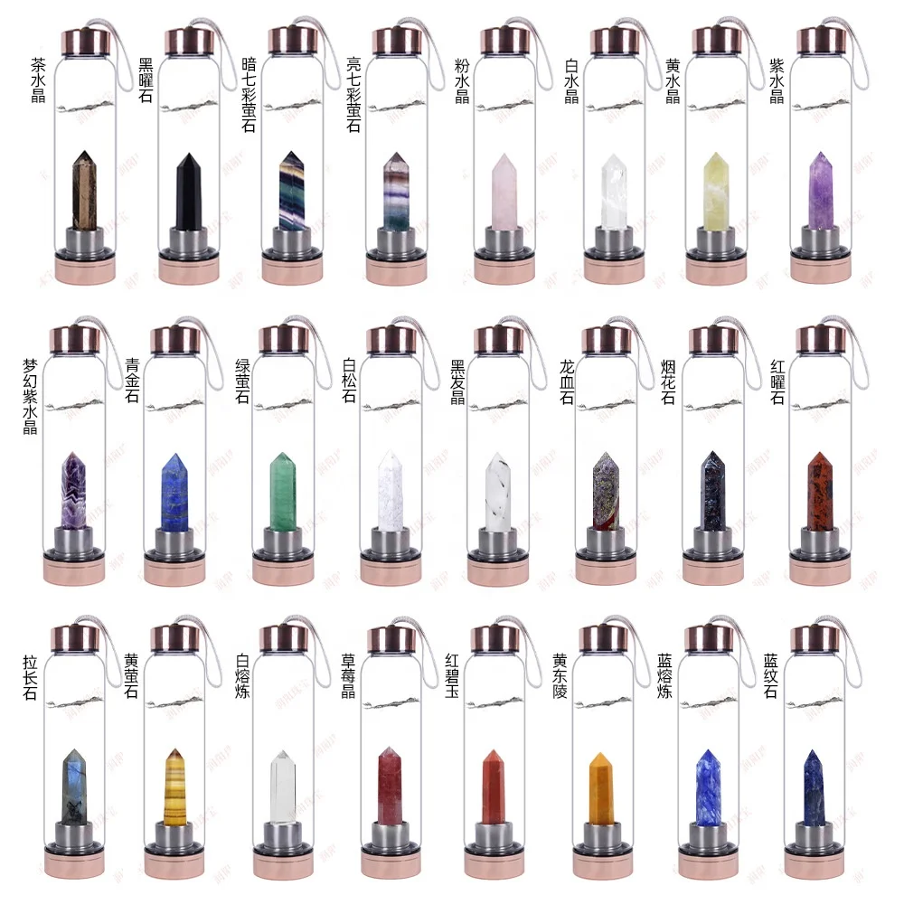 

Natural Healing Quartz Crystal Elixir Water Bottle With Crystal Inside Various Quartz Options Infuser Water bottle 100% Naturel