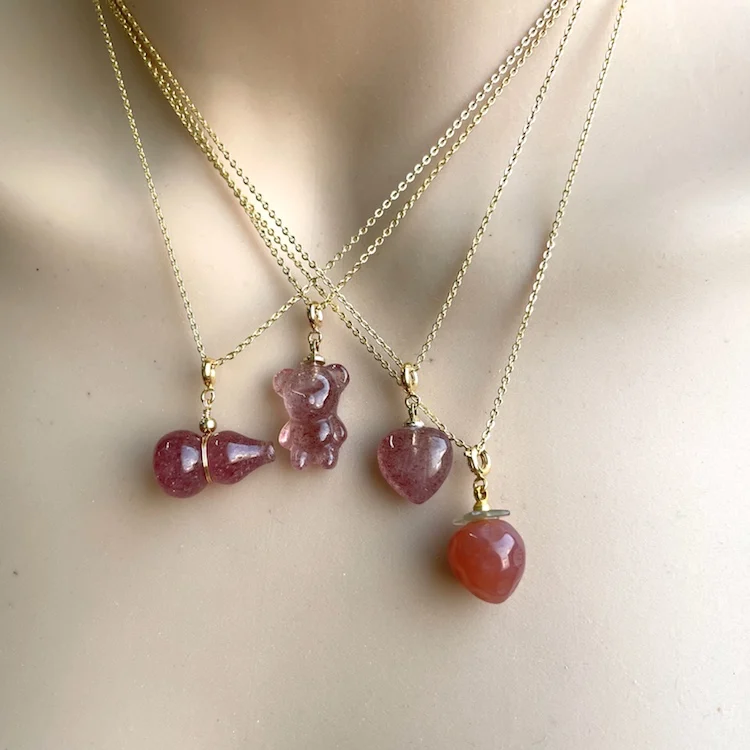 

jialin jewelry cheap price pink jewelry pink crystal jade pendant Necklace jewelry sets