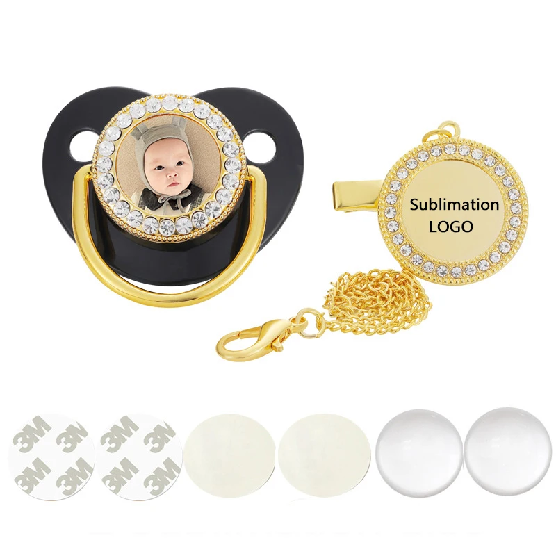 

Wholesale 9 Colors Mixture Best Selling Customized Bling Sublimation Pacifier Blank With Dustproof Cover, White, black, gold, silver, pink, blue, red, purple, green, gray