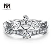 

Free Shipping High-end 18K White Gold Jewelry 6.5mm Moissanite Two In One Moissanite Crown Engagement Wedding Ring