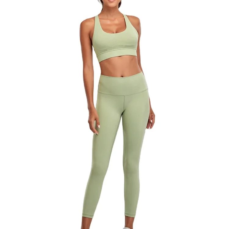 

Ladies Sports Bra and Gym Fitness Women Yoga Leggings Set Workout Running active wear set for women, As pictures shown