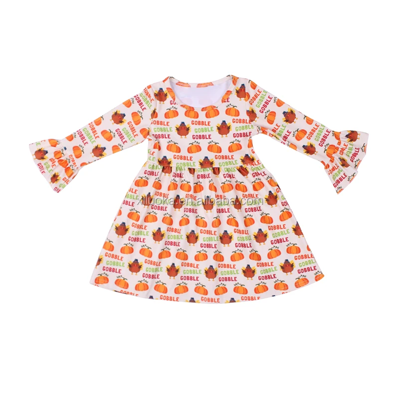 

Hot Sell Baby Pumpkin Print Dresses Fall Clothes Girls' Halloween Dresses, Picture