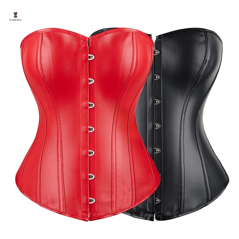 

Women Bra Push Up Bodice Sexy Synthetic Leather Lingerie Corselet Party Gothic Corset Top Crop Bustier