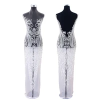

DRA-118 New Design Elegent bodice Flower Rhinestone applique dress crystal beads patches for wedding evening Dress