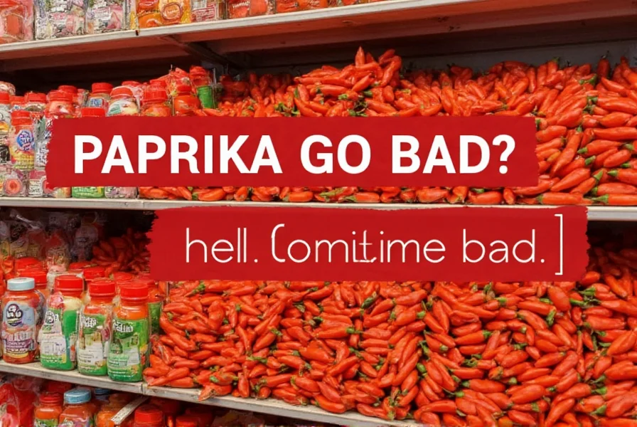 Paprika stored in labeled glass jars inside a dark kitchen cabinet away from heat sources