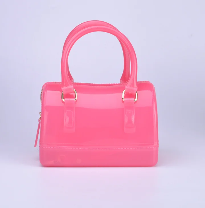 

Wholesale Ladies Pink Satchel Candy Hand Bag Silicone Jelly Women Bags