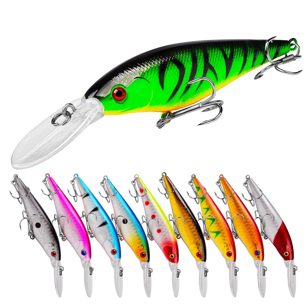 

11.5 cm 10.5g 3D Eyes Artificial Hard Bait Topwater Minnow Lure Fishing Swimbait Kits for Bass Trout Walleye Redfish, 10 colors