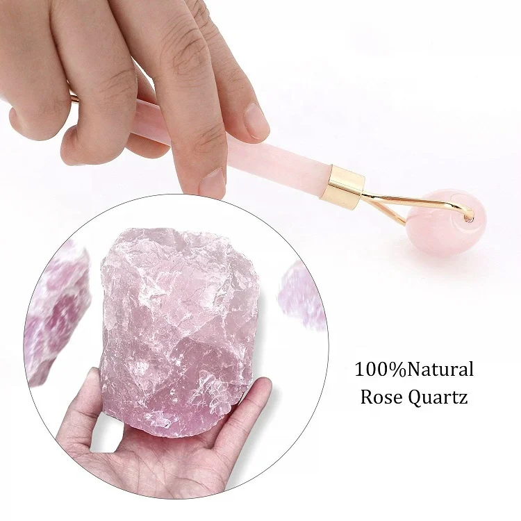 
Best Seller OEM Private Label High Quality Anti Aging Natural Jade Stone Rose Pink Quartz Facial Jade Roller for Face 