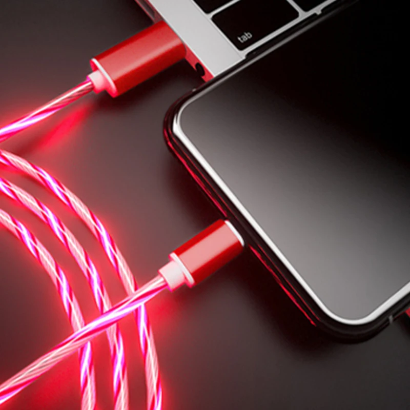 

MLM New Trending LED Intelligent Power Off and Light Streamer Cable Charging Cable Colorful LED Data Cable