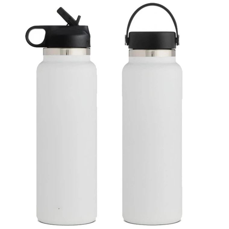 

12oz 20oz 32oz 40oz 64oz Food Grade Double Wall Water Bottle 304 Stainless Steel Flask Sports water Bottle With Handle Lid, Customized color