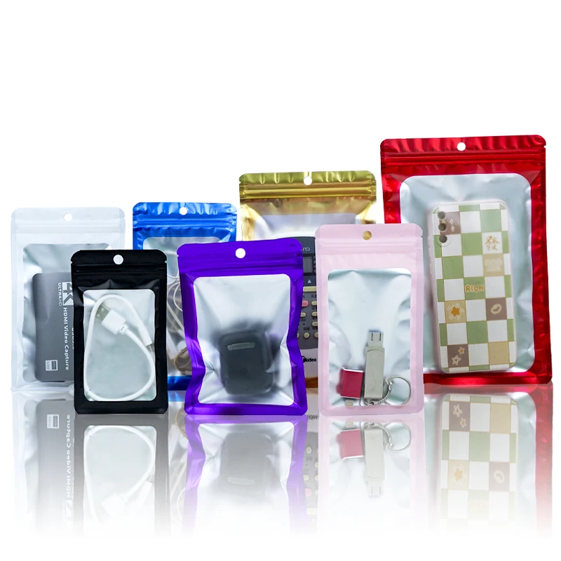 

Holographic mobile phone case Opp clear packaging laminated mylar bags resealable bags custom plastic bag with logo