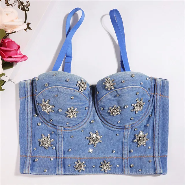 

Beaded Camisole Women High-waist Shaping Top Denim Camisole Women, Picture color