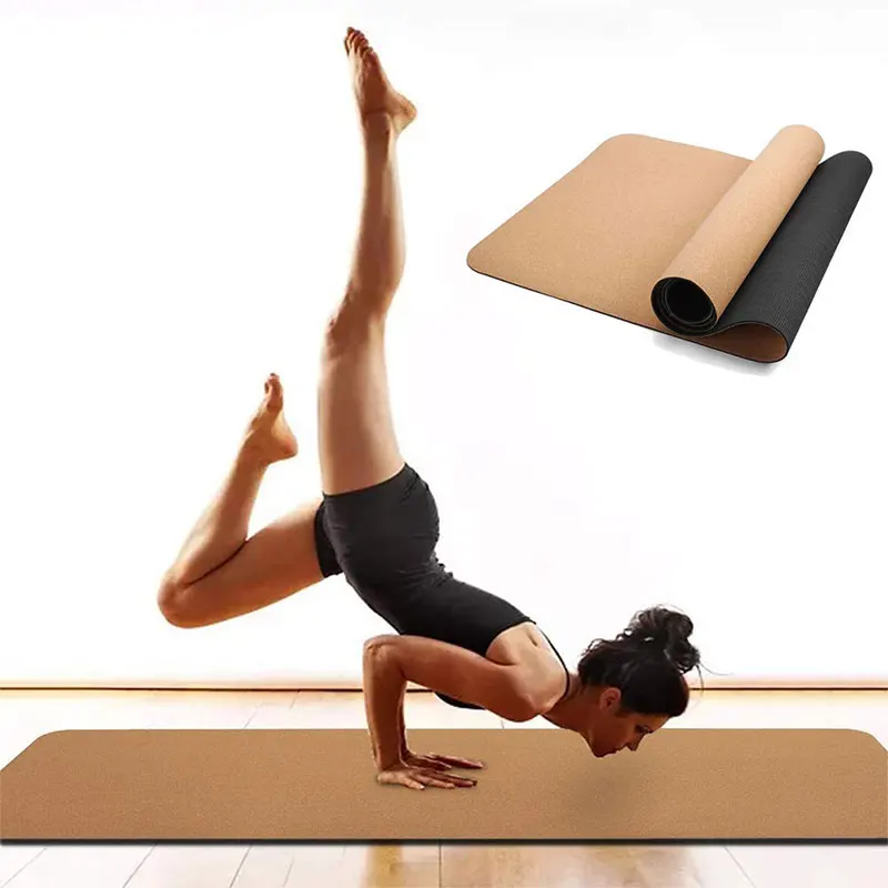 

183X68cm Natural Cork TPE Fitness Non-slip Absorbing Sweat Pilates 5mm Odorless Gym Exercise Yoga Mats