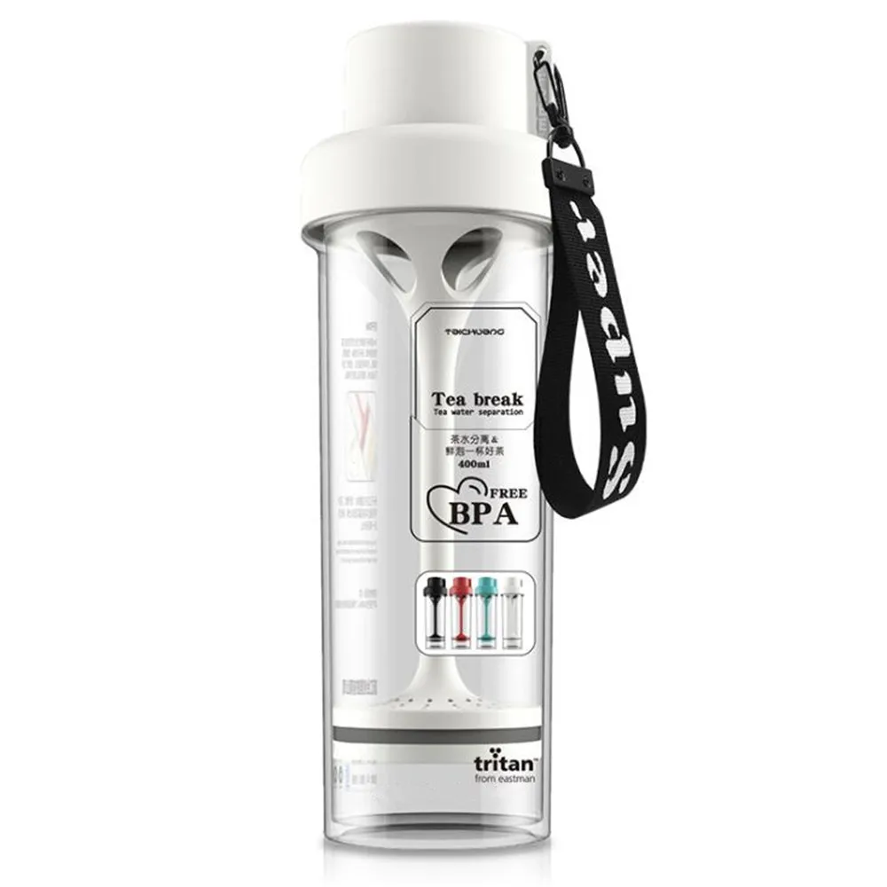 Bpa Free 400ml Shiny Handle Lid Tea Infuser Bottle Double Wall