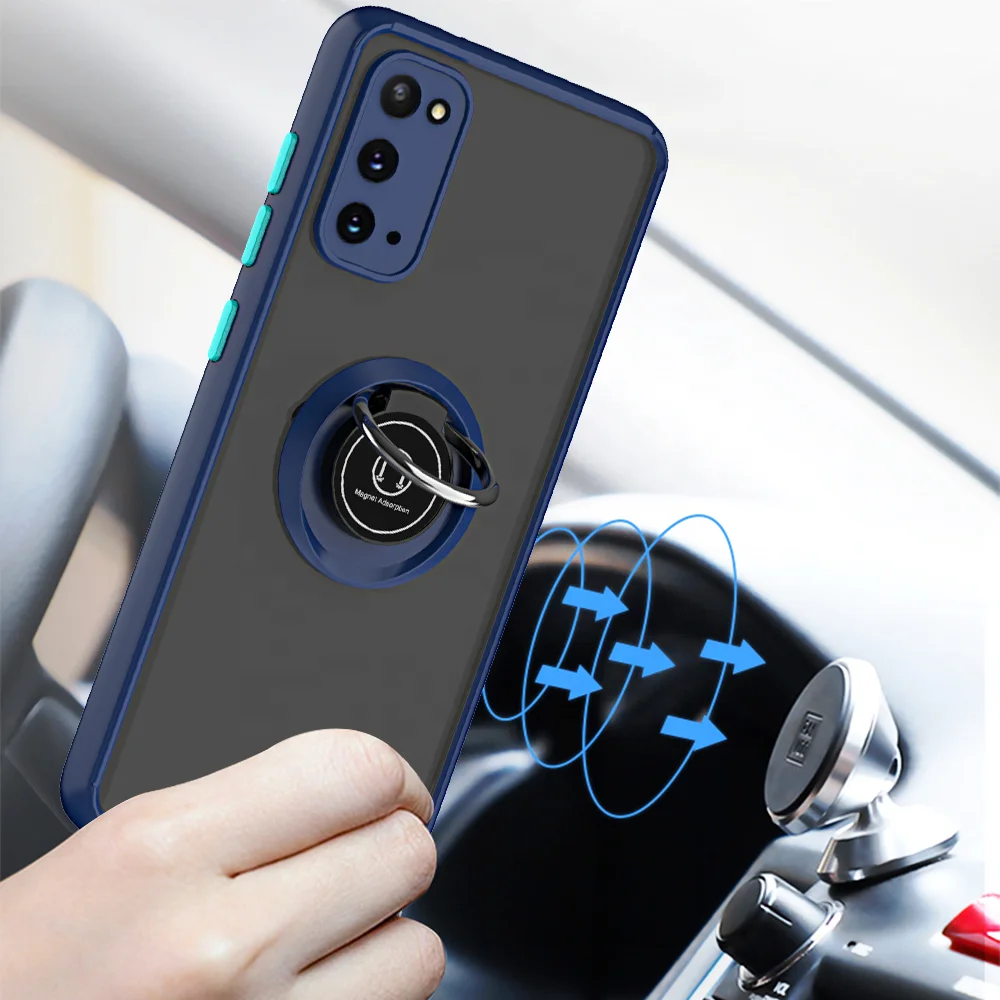 

New Arrival 2 in 1 Baby Skin Feeling Phone Case for Samsung S20 Finger Ring Rotation Magnet Phone Case for Samsung S20 Pro, Black, blue, red