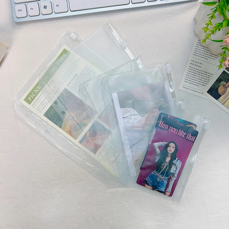 

Notebook a5 a6 a7 transparent storage bag loose leaf plastic pvc zipper single insert business card bill file bag