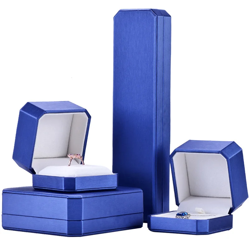 

Factory spot high-grade PU ring box luxury leather jewelry box wholesale, Blue