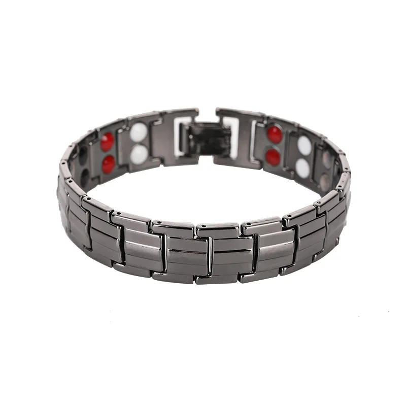 

PAVA Hot Selling Titanium Steel Magnetic Bracelet Men Magnetic Therapy Bracelet Magnetic Lymph Detox Bracelet, Steel/black//gold/blue
